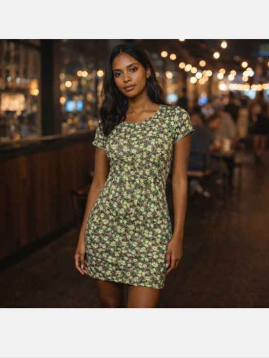 Urban Outfitters Dresses & Skirts - Urban Outfitters Green and Purple Floral Mini Dress, Size Medium
